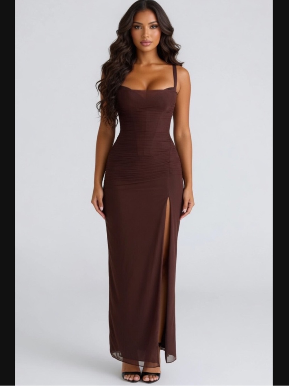 HOUSE OF CB 'Lini' Burgundy Mesh Maxi Dress/Size XS-US 4-6 $269